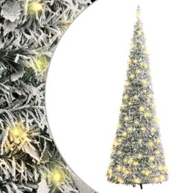 Artificial Christmas Tree Pop-up Flocked Snow 200 LEDs 82.7"