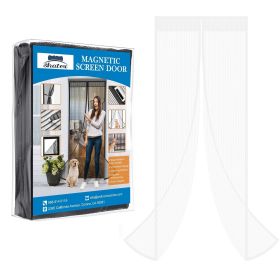 37 in. x 80 in. White Magnetic Screen Door with Heavy Duty Magnets and Diamond Mesh Curtain