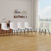White artificial leather backrest cushion dining chair, black metal legs, curved widened cushion design for more comfort, suitable for restaurants