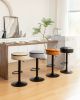Round Storage Bar Stool Set of 2, Grey Linen Height Adjustable Barstool, 360°Counter Height Swivel Stool