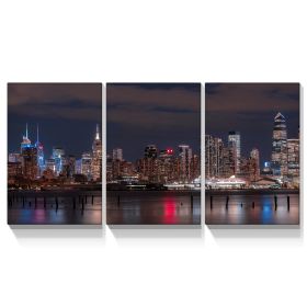3 panels Framed Canvas City Night Scape Wall Art Decor,3 Pieces Mordern Canvas Painting Decoration Painting for Chrismas Gift, Office,Dining room