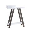 Contemporary Two Toned Console Table with Two Shelves - White & Grey