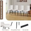 White artificial leather backrest cushion dining chair, black metal legs, curved widened cushion design for more comfort, suitable for restaurants