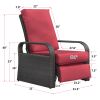 Outdoor Garden Recliner Chair, Automatic Adjustable Wicker Lounge Recliner Chair with Comfy Thicken Cushion, All Weather Aluminum Frame