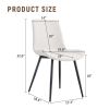 White artificial leather backrest cushion dining chair, black metal legs, curved widened cushion design for more comfort, suitable for restaurants