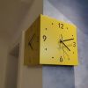 10 inch Corner Double-Sided Clock Wall Clock w Sensor for Living Room and Office