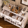 47" Modern Farmhouse Sideboard Buffet Coffee Bar Cabinet Storage Cabinet with LED Charging Station, Wine & Glass Rack,3 Drawers, for Kitchen