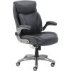 Office Desk Chair with Flip-up Armrests, Adjustable Height, Tilt and Lumbar Support, 29.5"D x 28"W x 43"H, Grey Bonded Leather