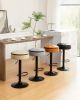 Round Storage Bar Stool Set of 2, Grey Linen Height Adjustable Barstool, 360°Counter Height Swivel Stool