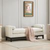 66.34"W Elegant Upholstered Bench,Daybed, Ottoman with Wood Legs & 2 Bolster Pillows for End of Bed, Bedroom, Living Room, Entryway,Ivory Boucle