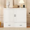 Full Size Murphy Bed with USB Port and a Large Drawer, White
