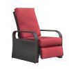 Outdoor Garden Recliner Chair, Automatic Adjustable Wicker Lounge Recliner Chair with Comfy Thicken Cushion, All Weather Aluminum Frame