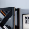 Abstract Bookcase with Seven V-Shape Shelves, Black & Faux Gold Trim