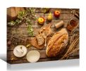 Framed Canvas Wall Art Decor Bread Painting, Still Life Bread Painting Decoration For Restrant, Kitchen, Dining Room, Office Living Room