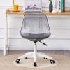 Smoke gray modern home office desk and chair, adjustable 360 ° rotating chair engineering plastic armless rotating computer chair