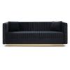 Contemporary Vertical Channel Tufted Velvet Sofa Modern Upholstered Couch for Living Room Apartment with 2 pillows,Black