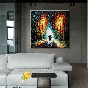 Hand Painted Oil Painting Original Romantic Cityscape Oil Painting On Canvas Large Wall Art Abstract Colorful Forest Painting Custom Tree Painting Bed (Style: 1, size: 150x150cm)