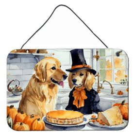 NEW Golden Retriever Fall Kitchen Pumpkins Wall or Door Hanging Prints Aluminum Metal Sign Kitchen Wall Bar Bathroom Plaque Home Decor, 8HX12W (Default: Default)
