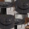 59.05"Modern artificial stone round black carbon steel base dining table-can accommodate 6 people-31.5"black artificial stone turntable